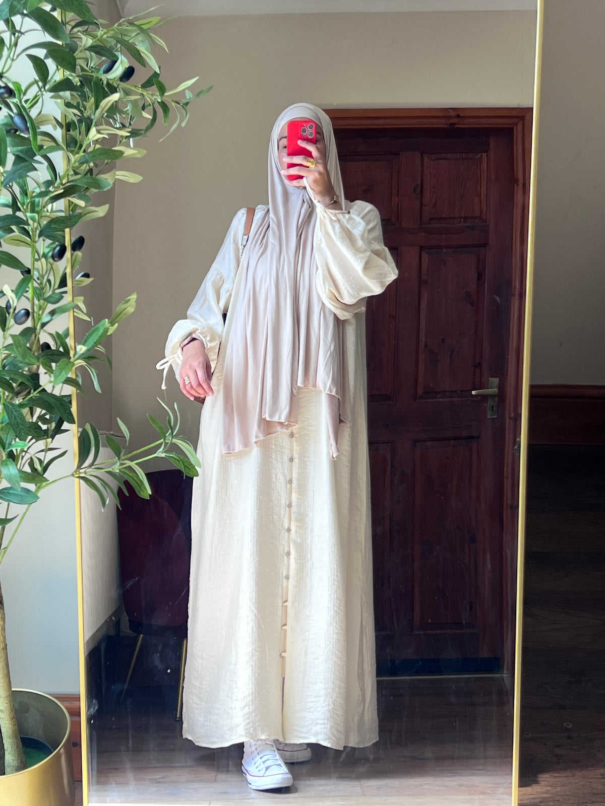 Cotton Blend Buttoned Shirt Dress - Elegant Long Sleeve Dress
