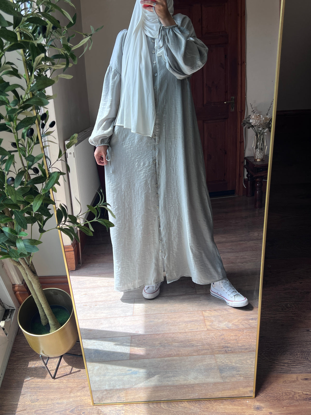 Cotton Blend Buttoned Shirt Dress - Elegant Long Sleeve Dress