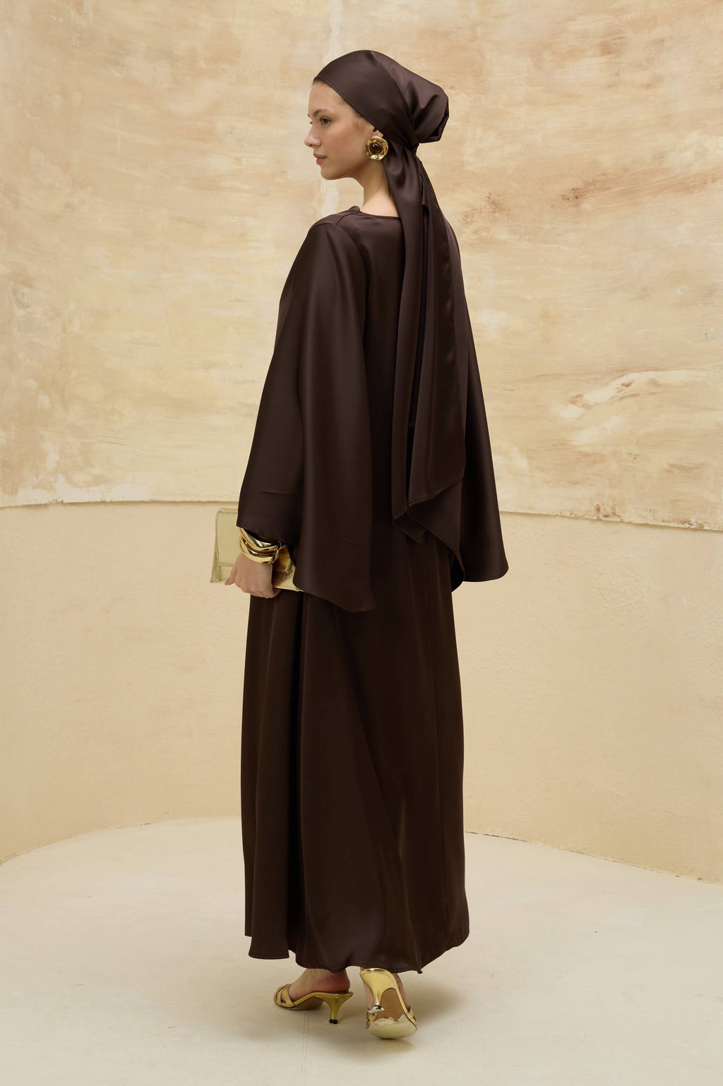 Elegant Satin Draped Maxi Dress