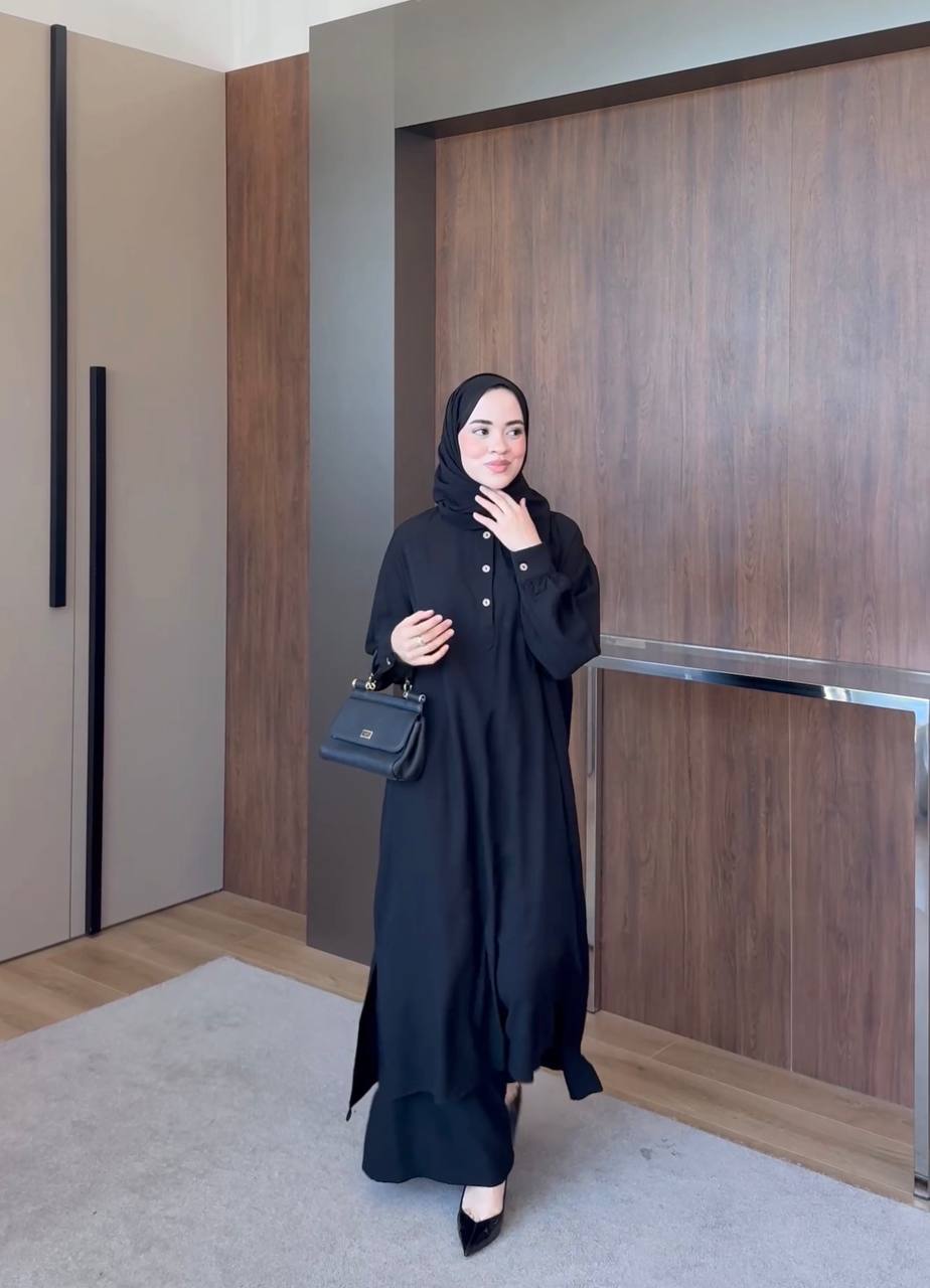 Premium Modal Modest Co-Ord Set – Long Shirt & Wide Leg Trousers
