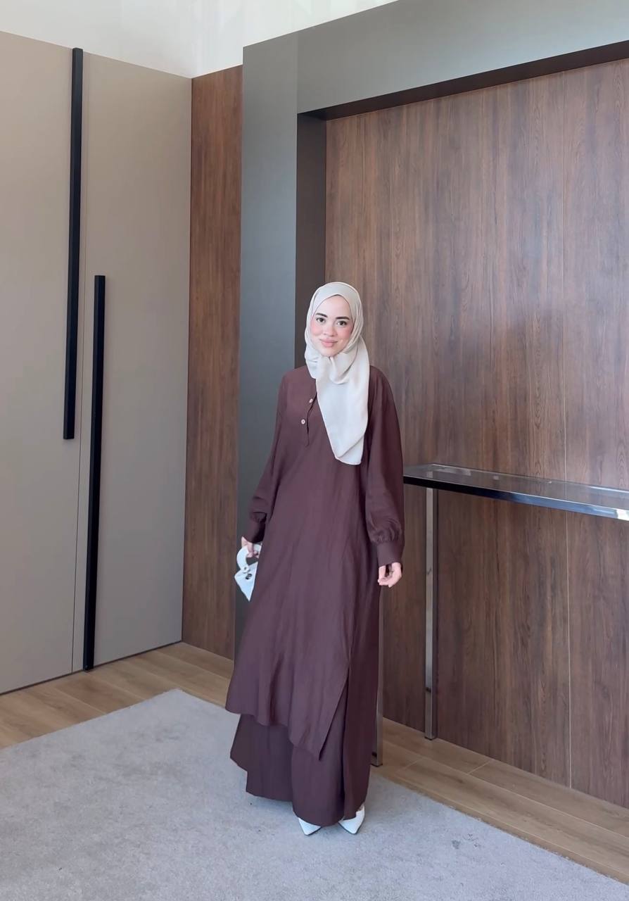 Premium Modal Modest Co-Ord Set – Long Shirt & Wide Leg Trousers