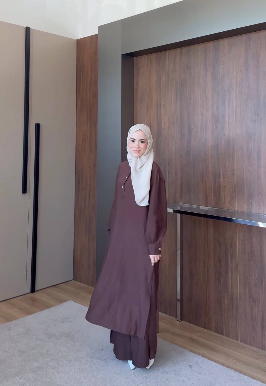 Premium Modal Modest Co-Ord Set – Long Shirt & Wide Leg Trousers