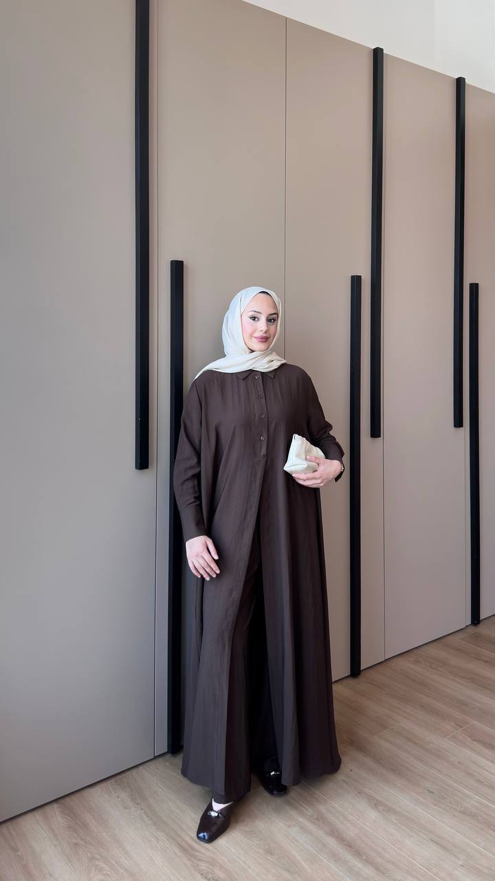 Premium Modal Modest Co-Ord Set | Long Shirt & Wide Leg Trousers