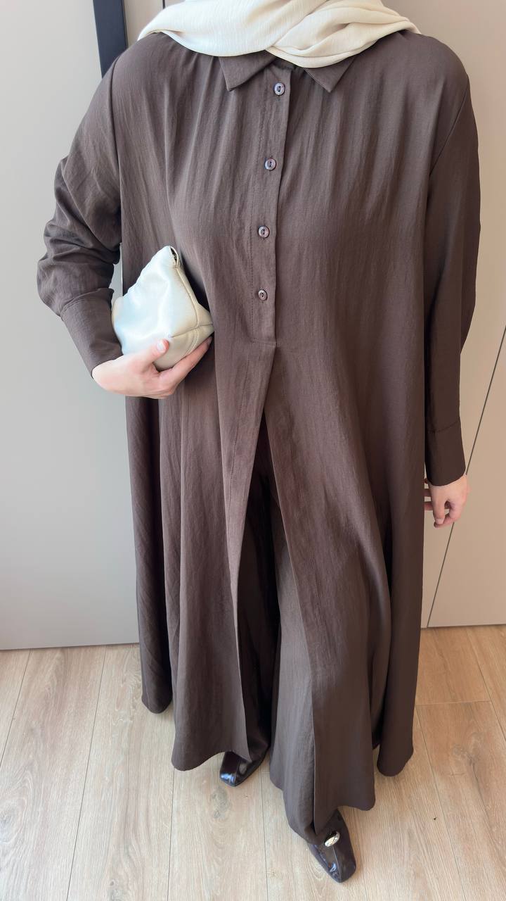 Premium Modal Bescheidenes Co-Ord Set | Langes Hemd & Weite Hose