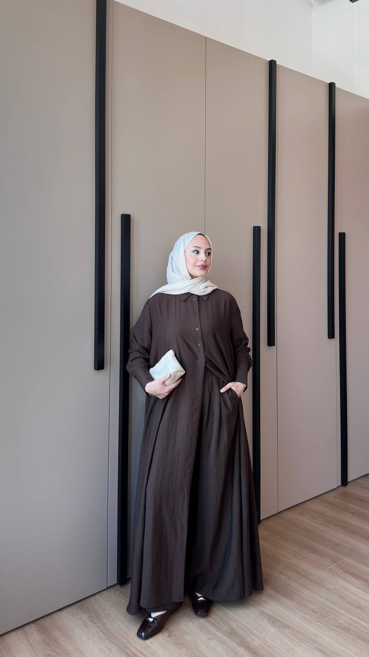Premium Modal Modest Co-Ord Set | Long Shirt & Wide Leg Trousers