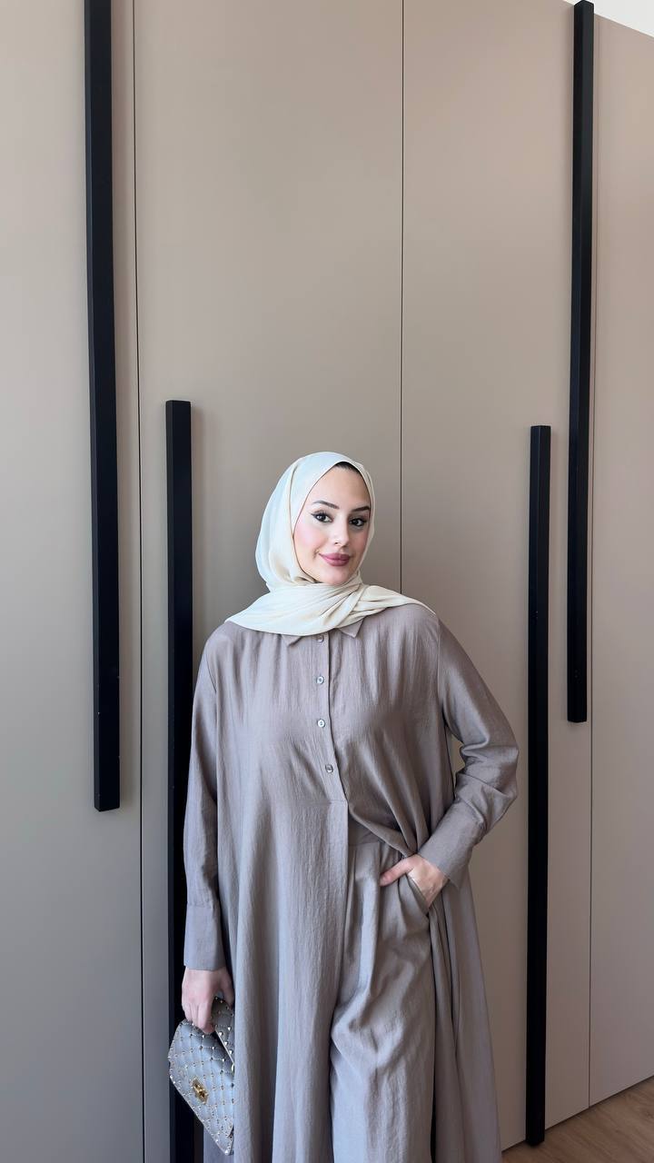 Premium Modal Modest Co-Ord Set | Long Shirt & Wide Leg Trousers