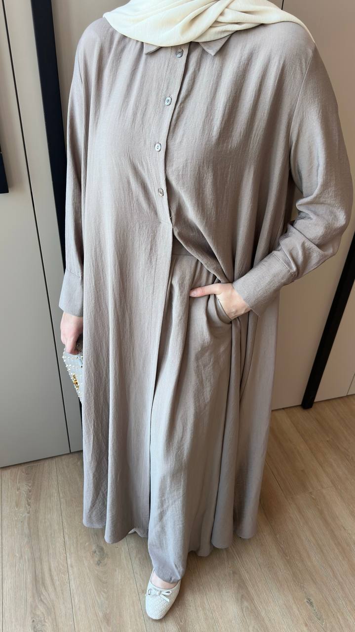 Premium Modal Modest Co-Ord Set | Long Shirt & Wide Leg Trousers