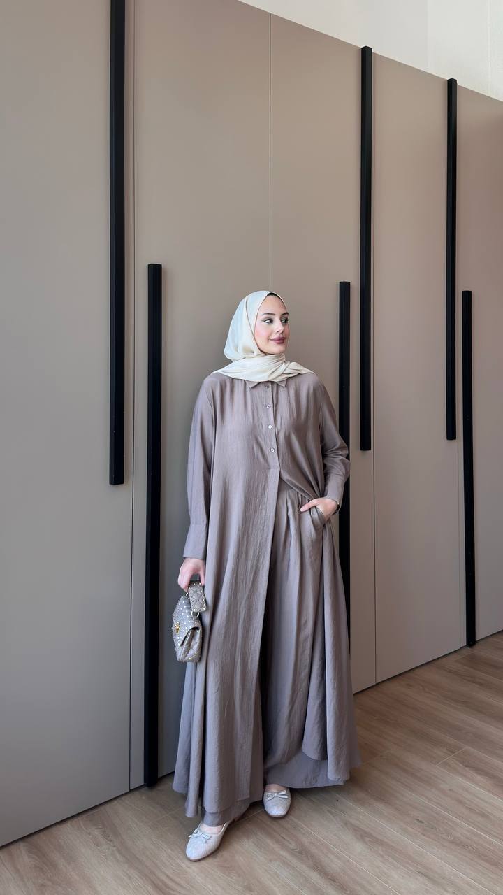 Premium Modal Modest Co-Ord Set | Long Shirt & Wide Leg Trousers