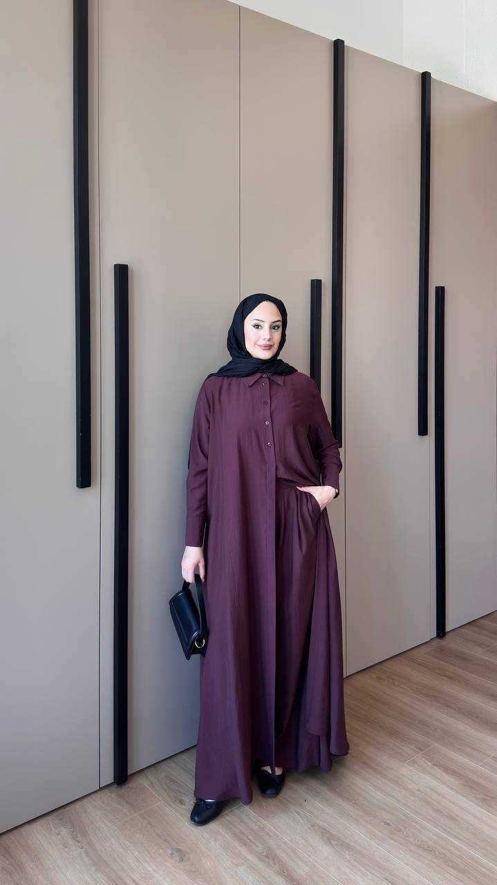 Premium Modal Modest Co-Ord Set | Long Shirt & Wide Leg Trousers