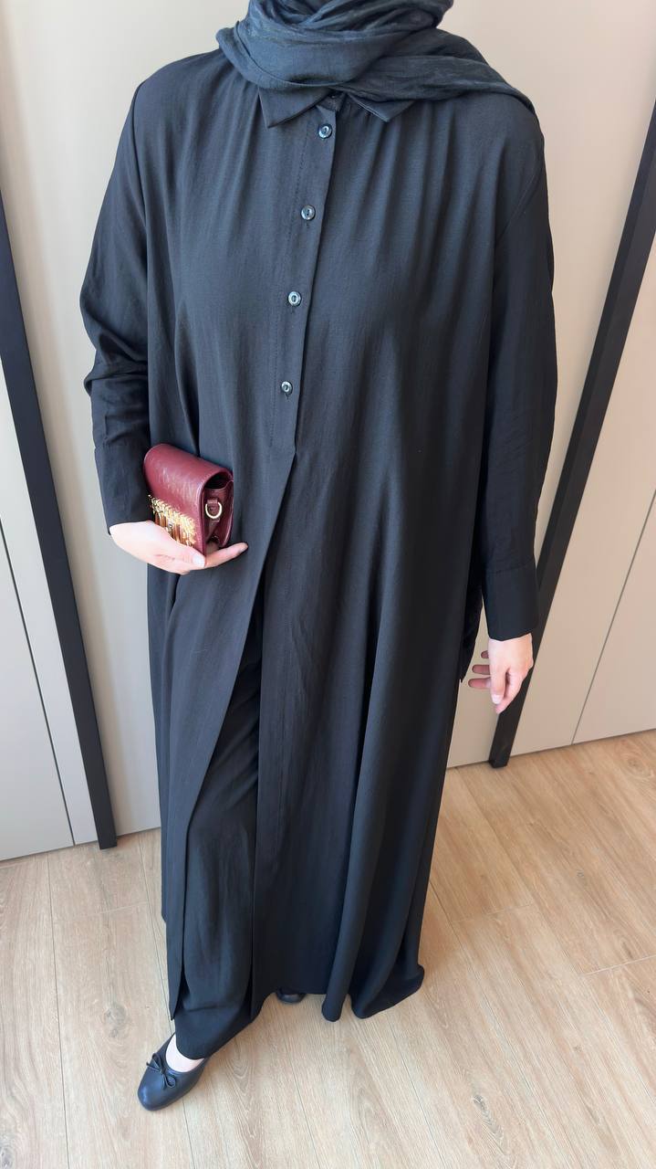Premium Modal Modest Co-Ord Set | Long Shirt & Wide Leg Trousers