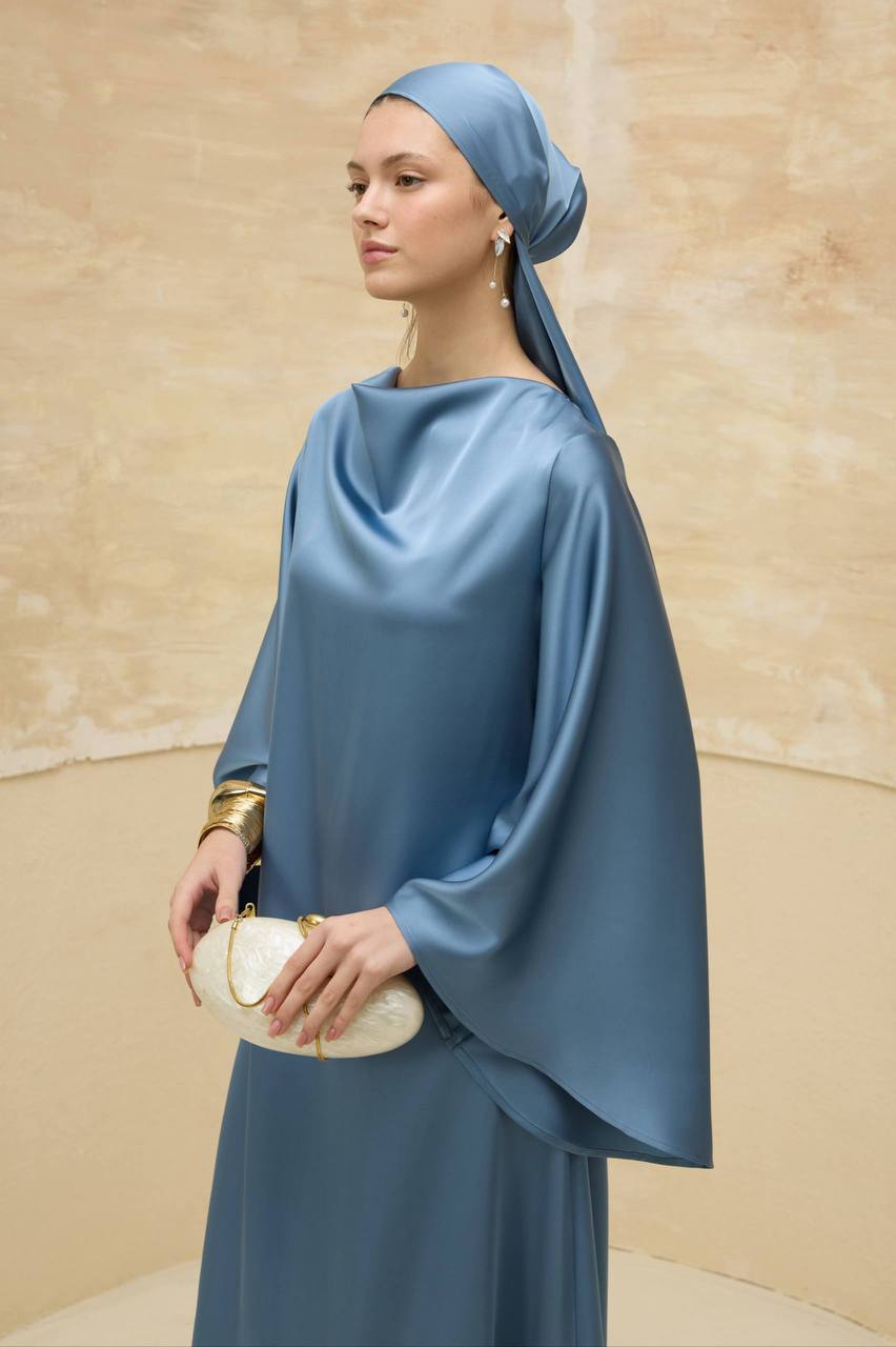 Elegant Satin Draped Maxi Dress