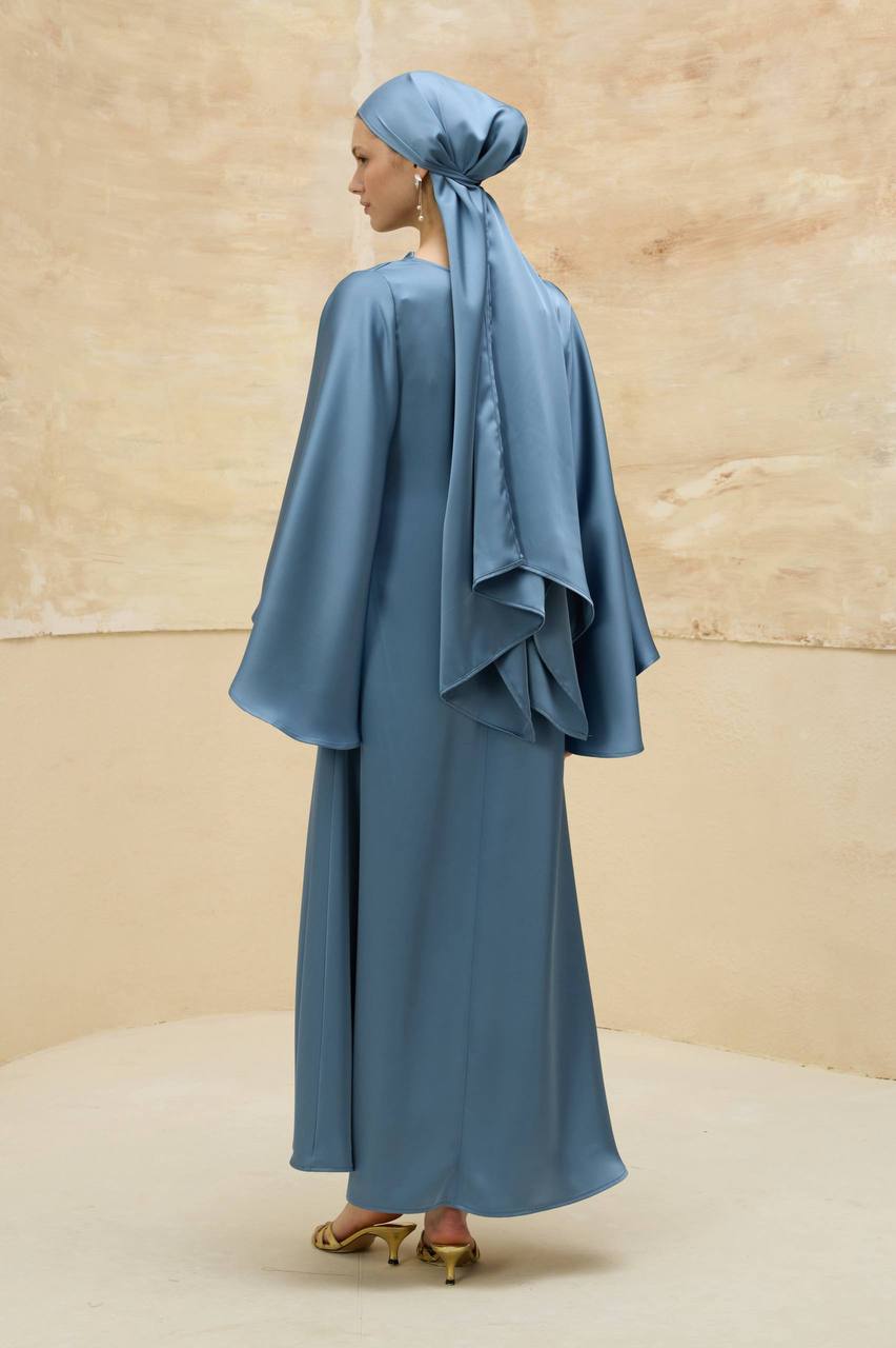 Elegant Satin Draped Maxi Dress