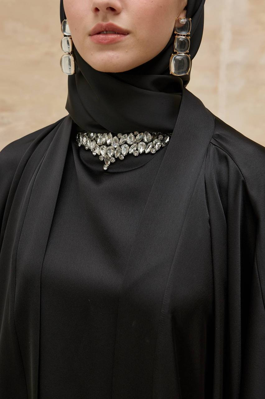 Luxury 2-Piece Satin Abaya Set – Inner Dress & Open Abaya | Modest Occasion Wear