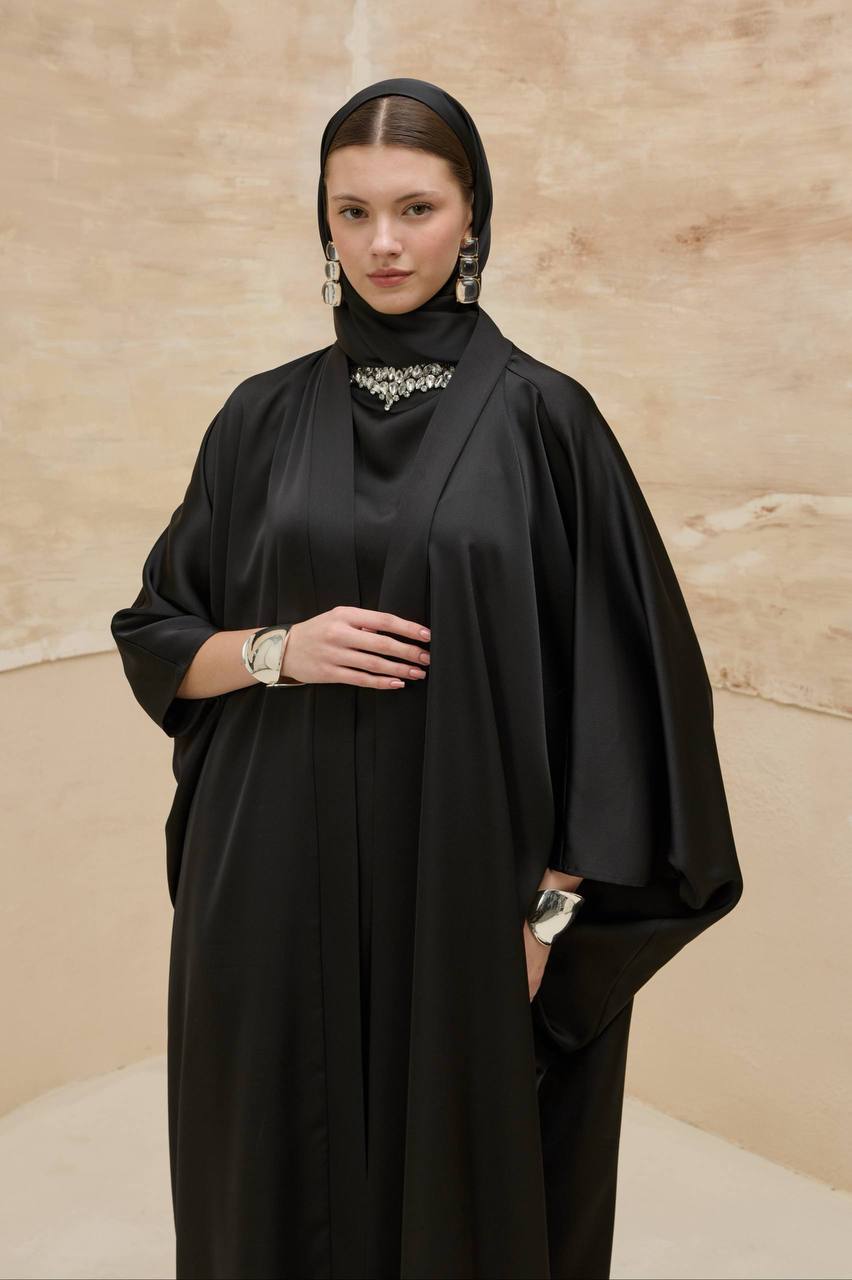 Luxury 2-Piece Satin Abaya Set – Inner Dress & Open Abaya | Modest Occasion Wear