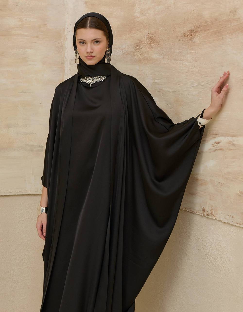 Luxury 2-Piece Satin Abaya Set – Inner Dress & Open Abaya | Modest Occasion Wear