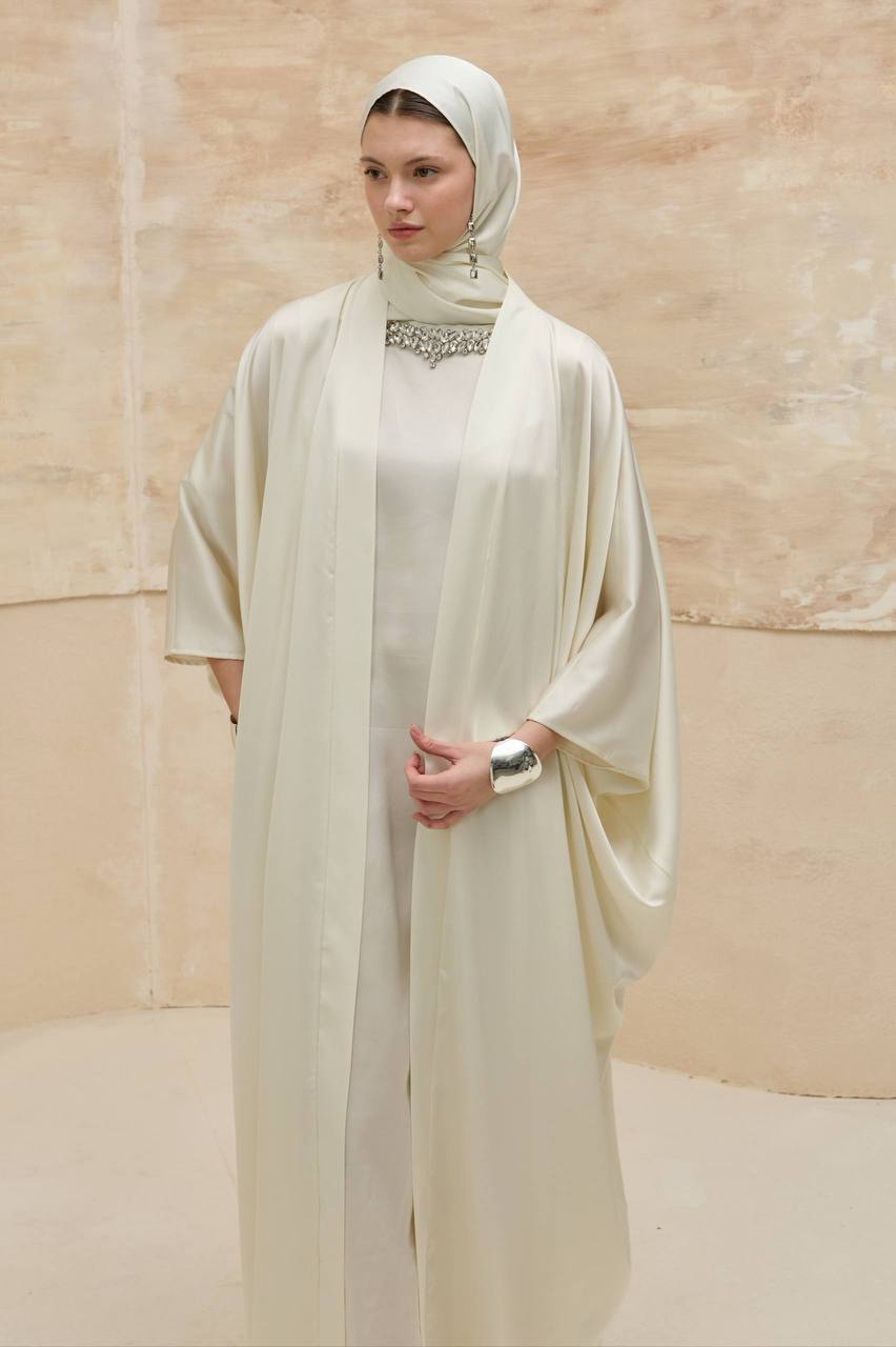 Luxury 2-Piece Satin Abaya Set – Inner Dress & Open Abaya | Modest Occasion Wear