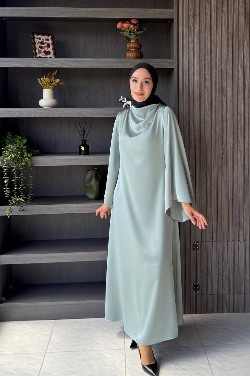 Elegant Satin Draped Maxi Dress