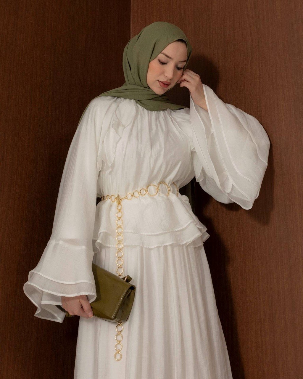 Elegant Ruffle Modest Co-Ord Set | Flowy Top & Maxi Skirt