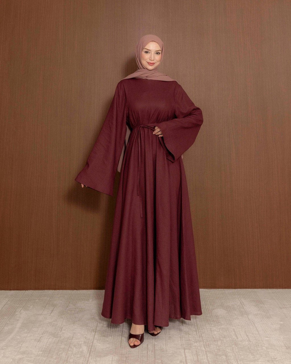 Flared Maxi Dress with Tie Waist