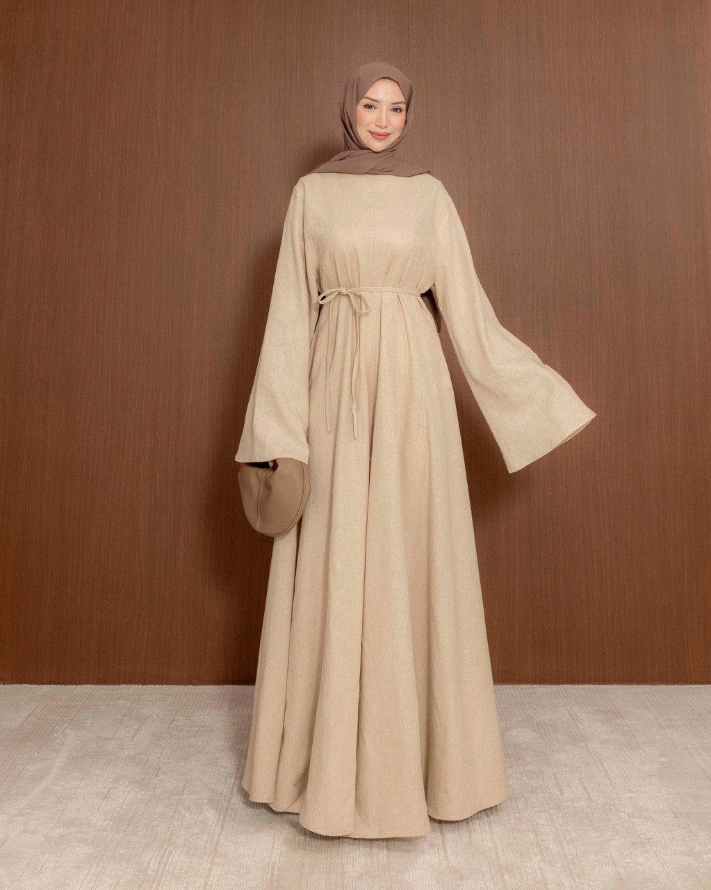 Flared Maxi Dress with Tie Waist