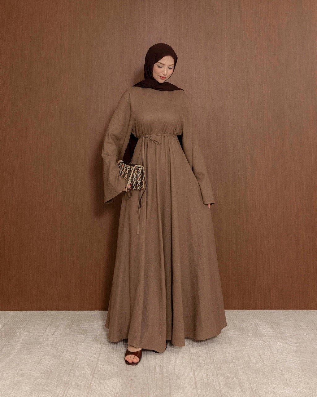 Flared Maxi Dress with Tie Waist