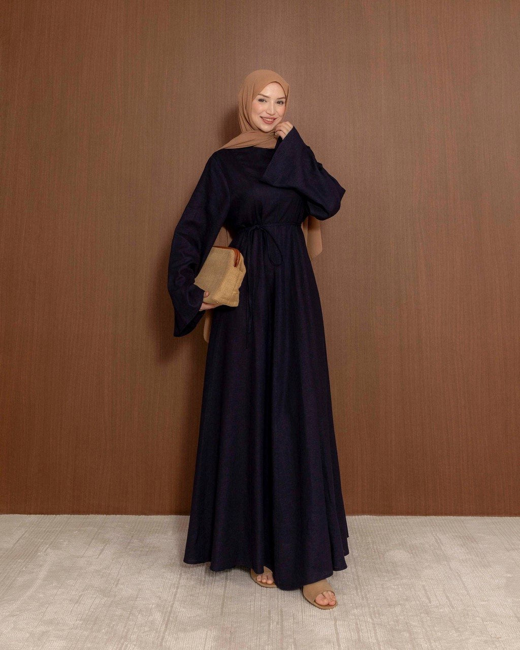 Flared Maxi Dress with Tie Waist