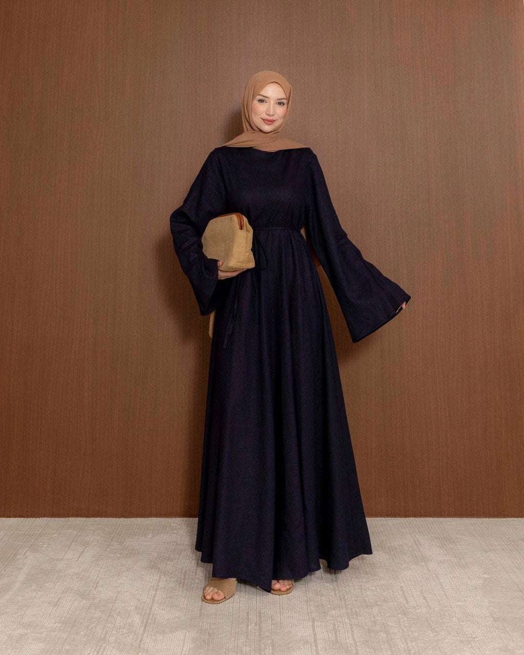 Flared Maxi Dress with Tie Waist