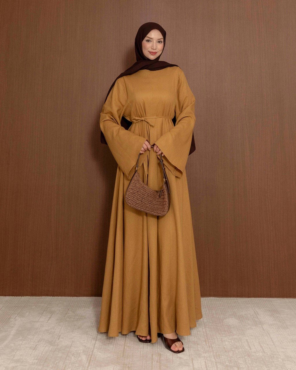 Flared Maxi Dress with Tie Waist