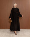 Modest Gathered Maxi Dress with Tie Waist | Everyday Elegance