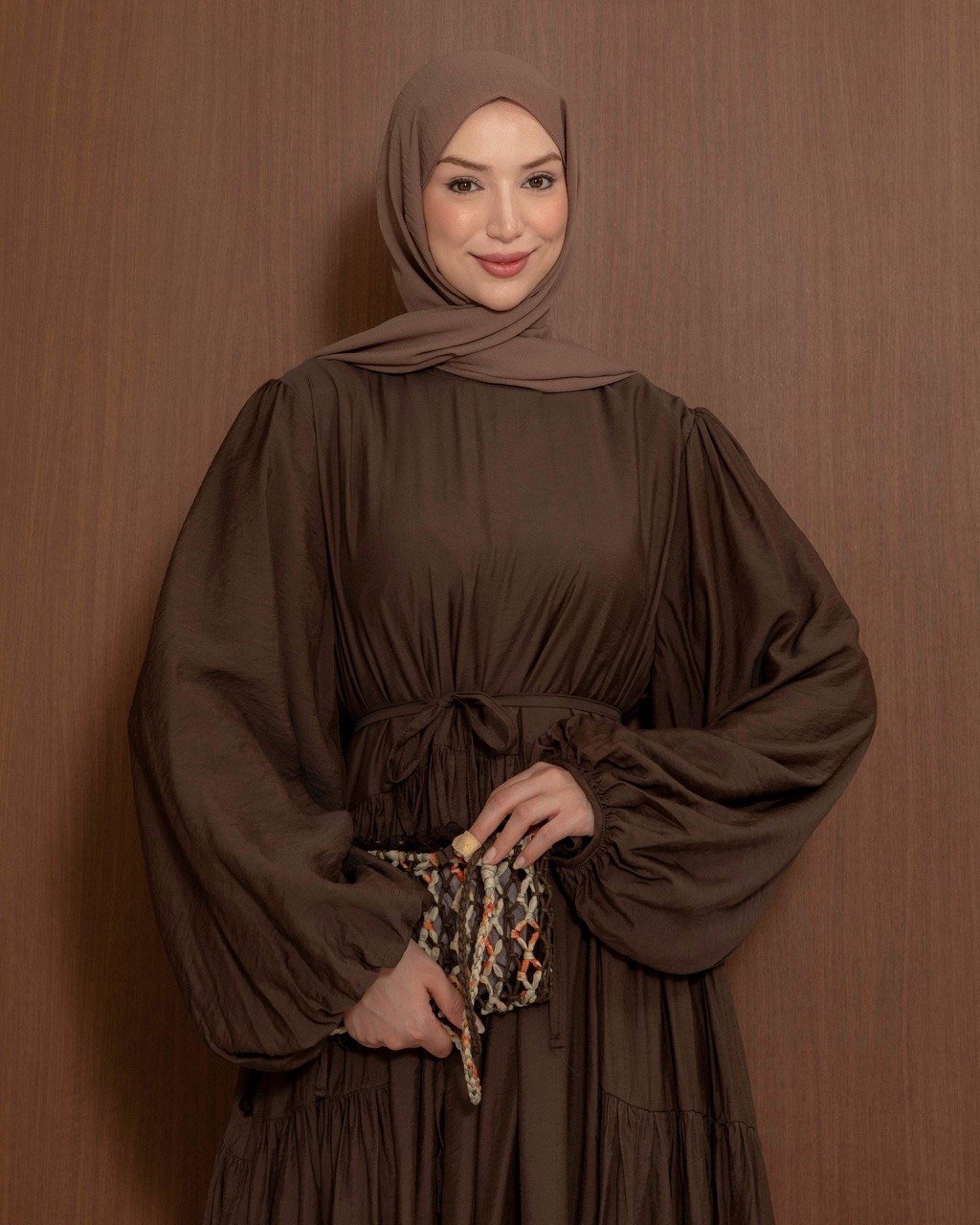Modest Gathered Maxi Dress with Tie Waist | Everyday Elegance