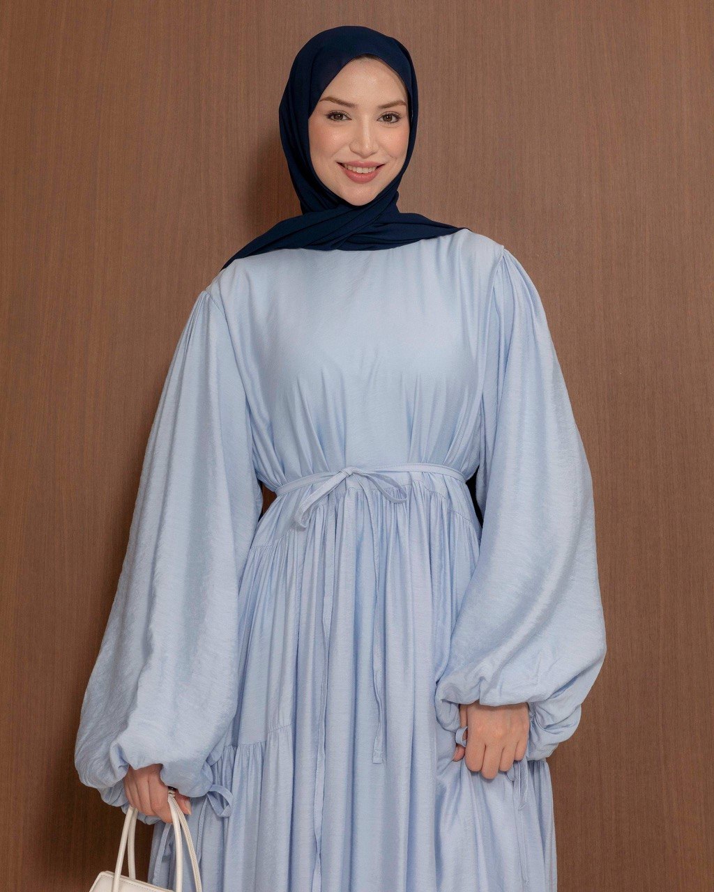 Modest Gathered Maxi Dress with Tie Waist | Everyday Elegance