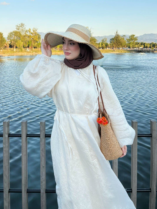 Cotton Maxi Dress | Modest Baloon Sleeve Dress