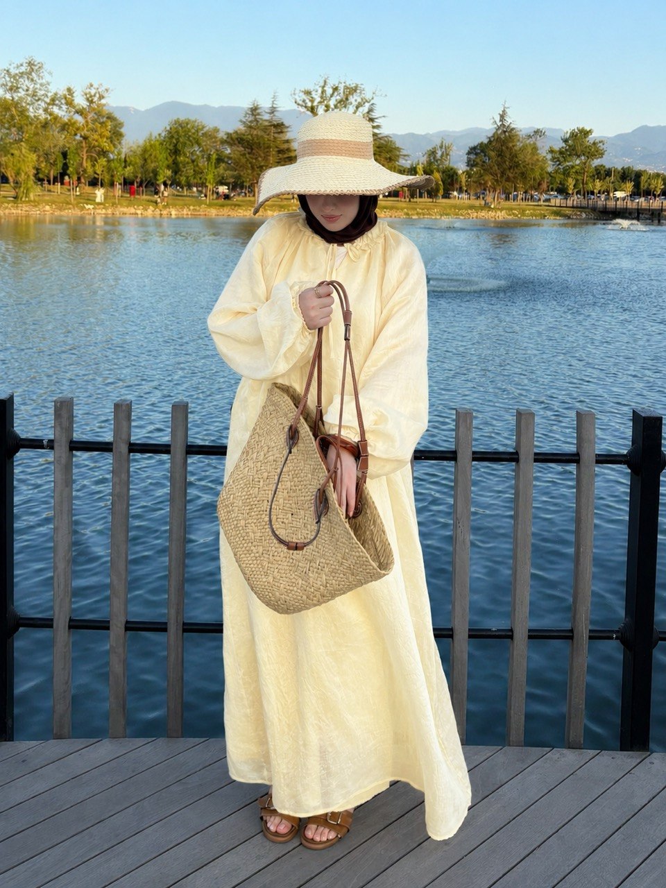 Cotton Maxi Dress | Modest Baloon Sleeve Dress