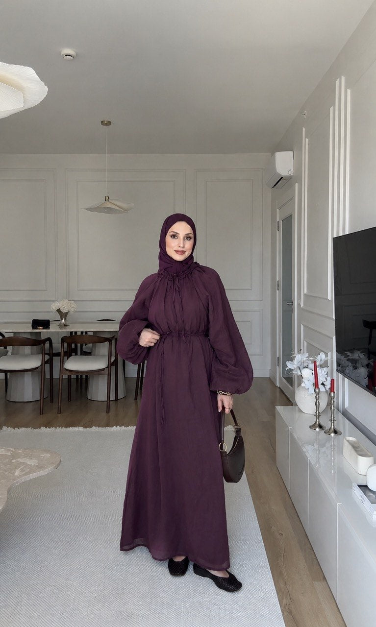 Cotton Maxi Dress | Modest Baloon Sleeve Dress