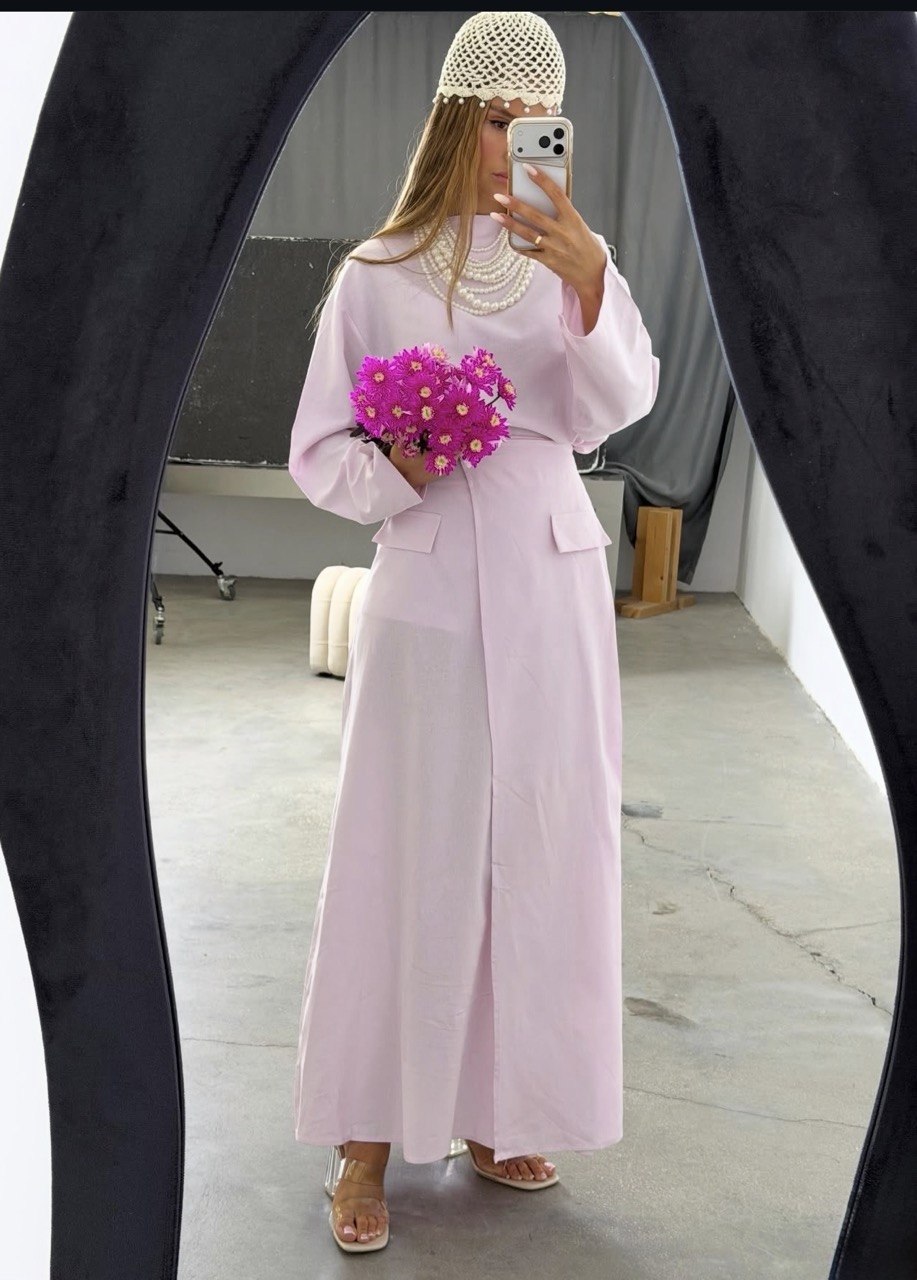 100% Linen Modest Skirt Set | Long-Sleeve Top & Maxi Skirt