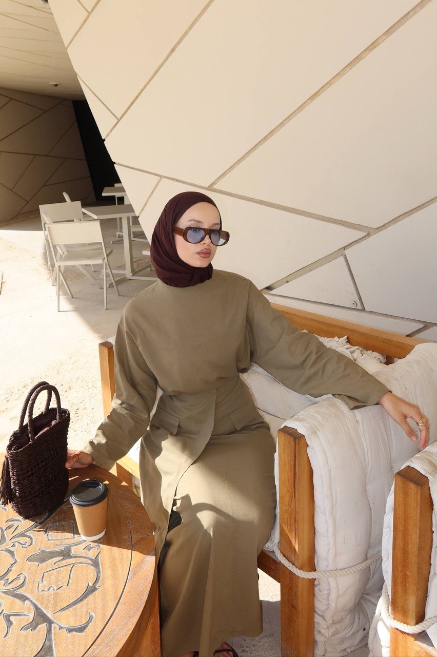 100% Linen Modest Skirt Set | Long-Sleeve Top & Maxi Skirt