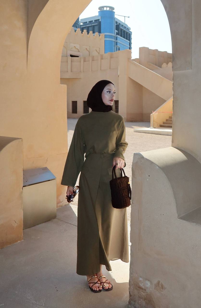 100% Linen Modest Skirt Set | Long-Sleeve Top & Maxi Skirt