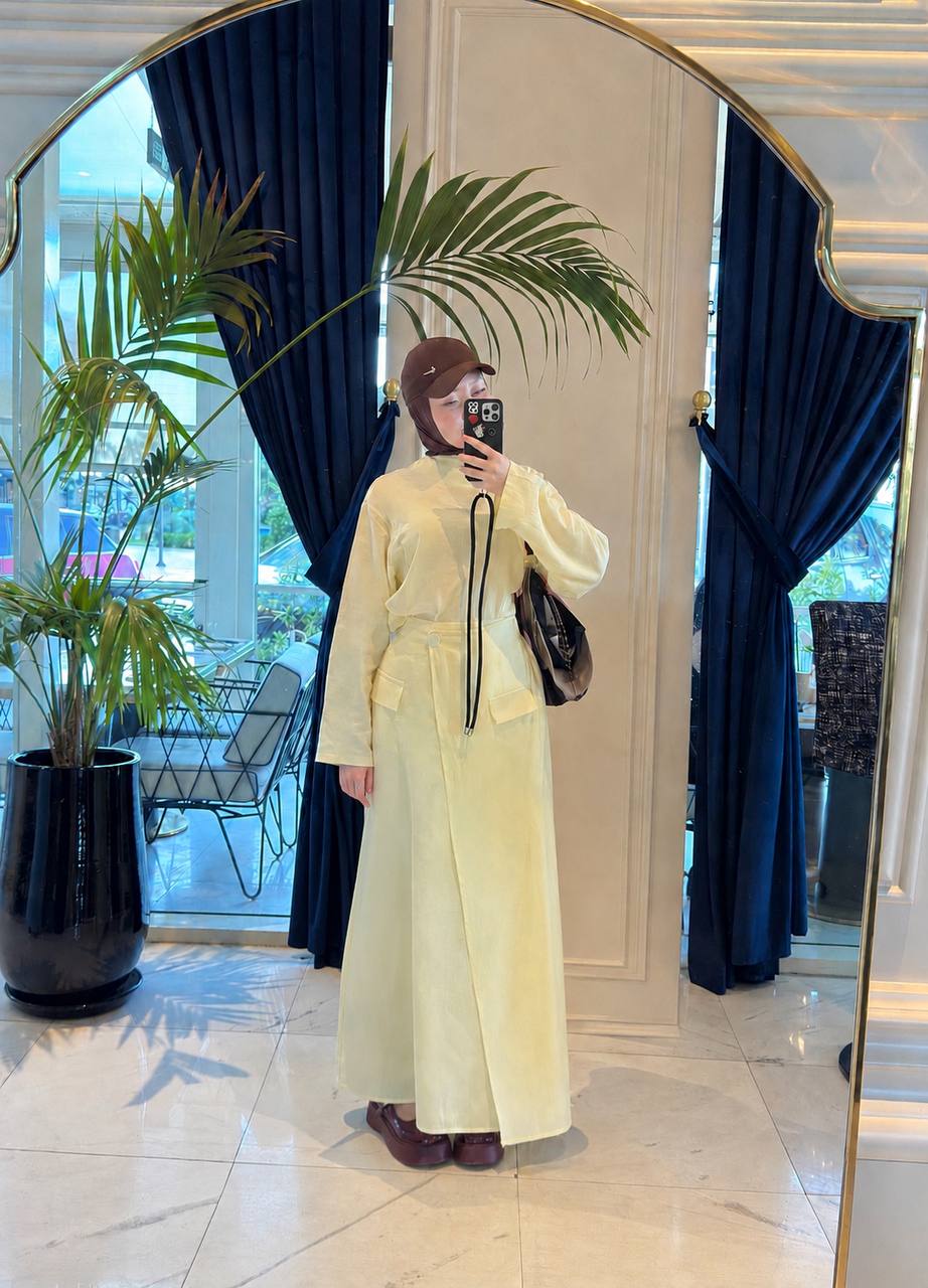 100% Linen Modest Skirt Set | Long-Sleeve Top & Maxi Skirt