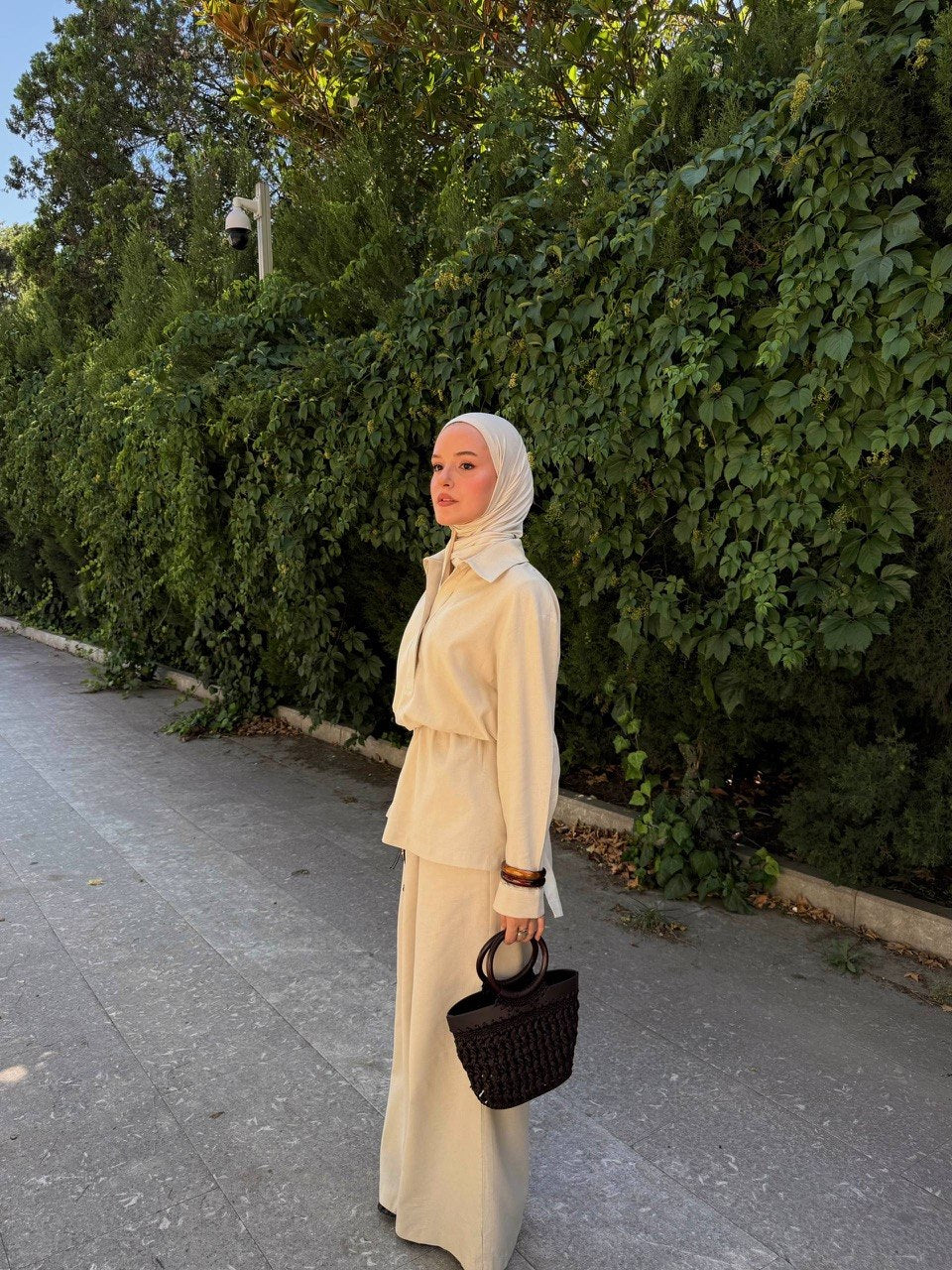 100% Linen Modest Co-Ord Set | Relaxed Shirt & Wide-Leg Trousers