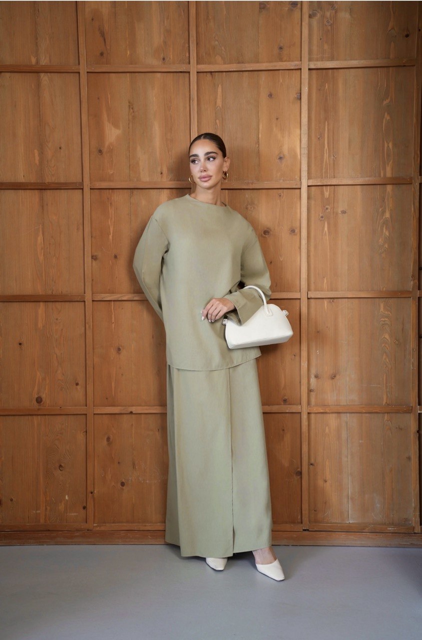 100% Cotton Modest Skirt Set | Long-Sleeve Top & Maxi Skirt