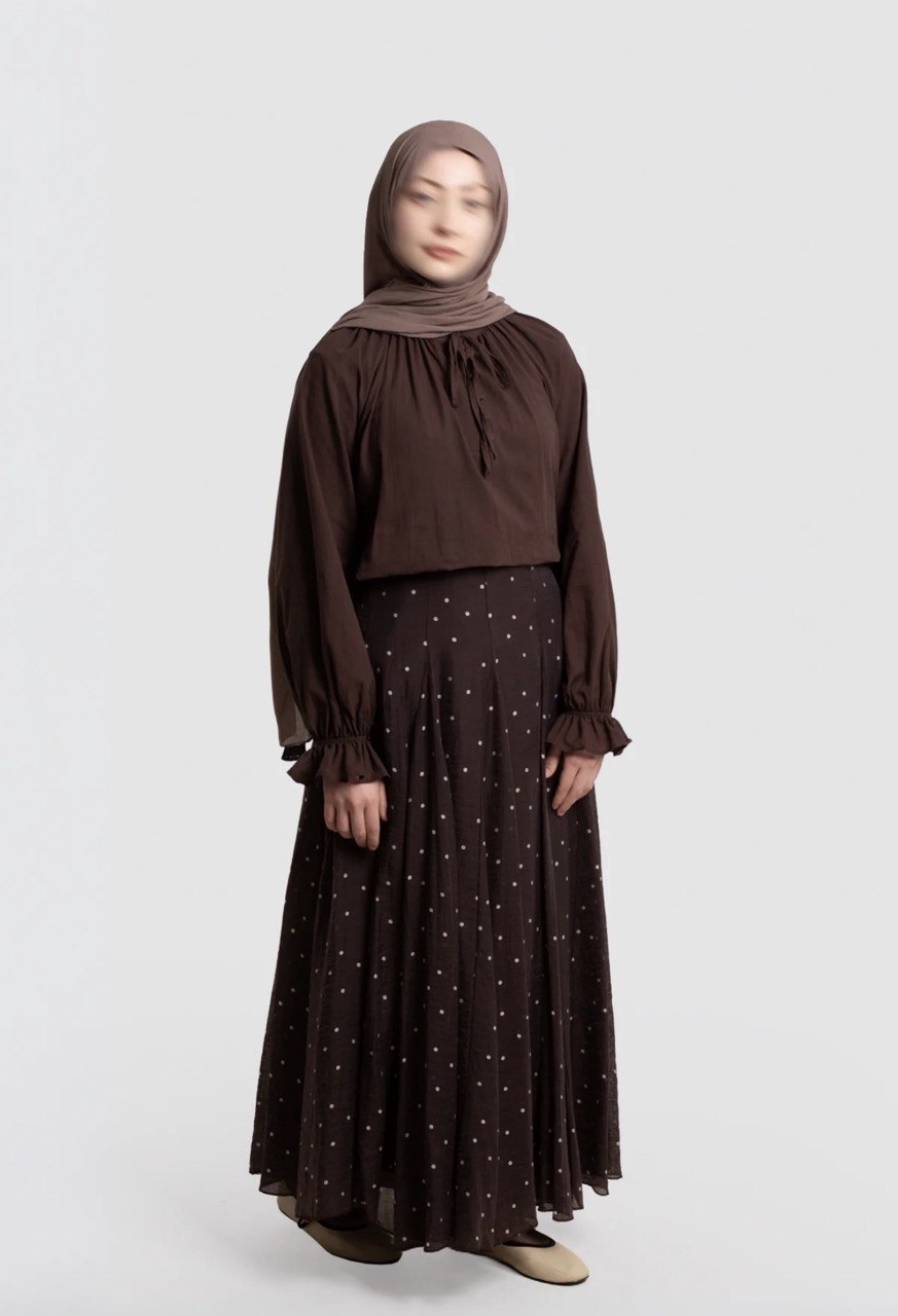 Polka Dot Tencel Maxi Skirt