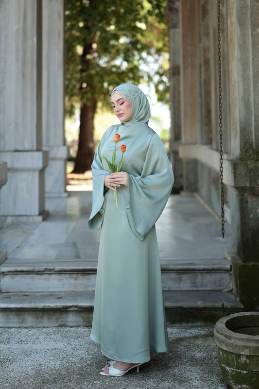 Elegant Satin Draped Maxi Dress